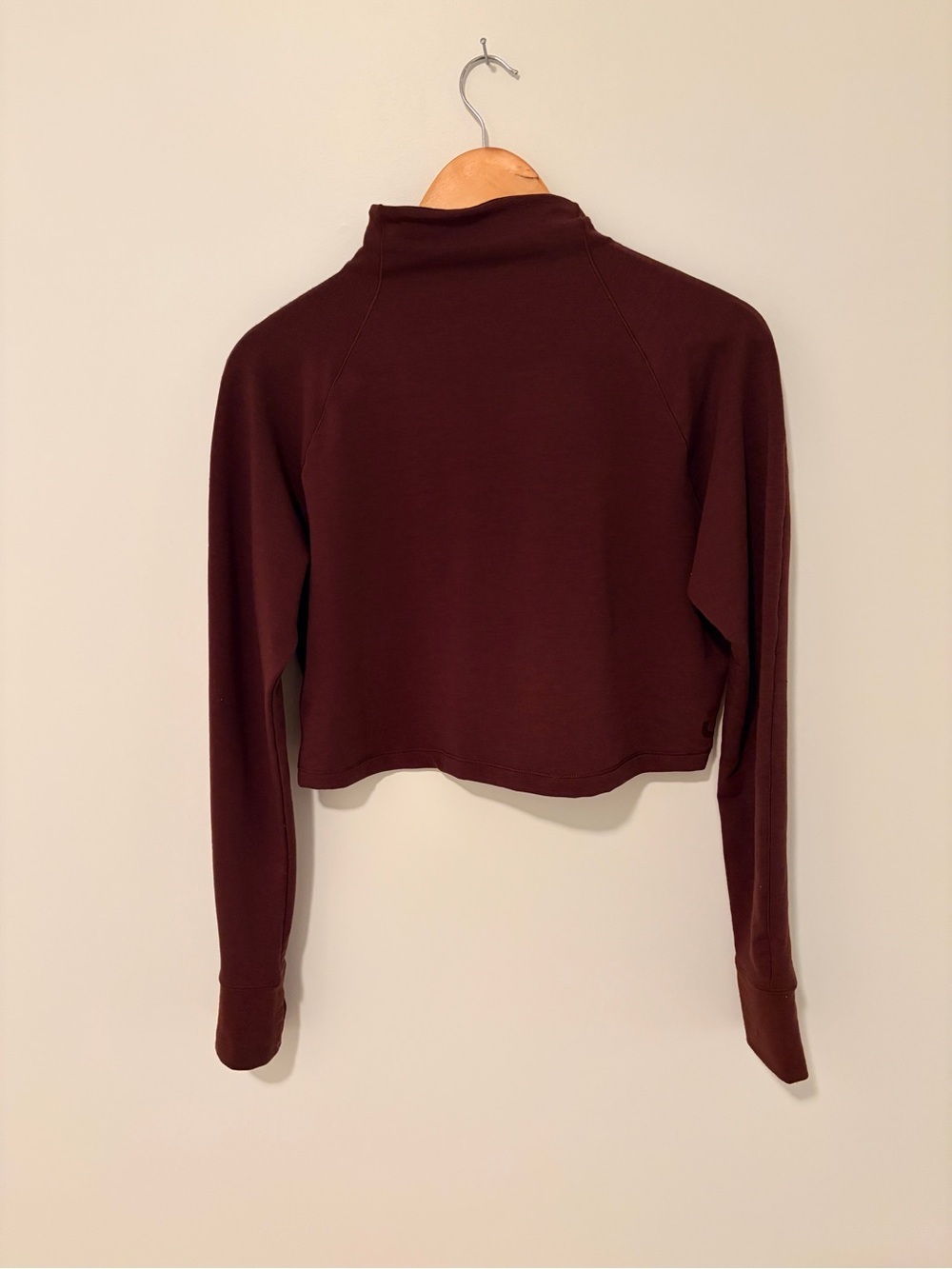 Lole Cropped Mock Neck Long-Sleeve Top in burgundy - Picture 2 of 13